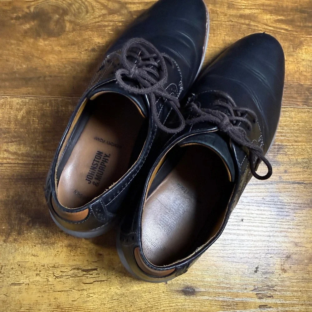 Johnston & Murphy Holden 20-8371 Black Leather Plain Toe Oxford Mens 9.5M